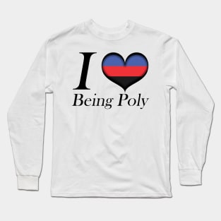 I Heart Being Poly Design Pride Flag Colored Heart Long Sleeve T-Shirt